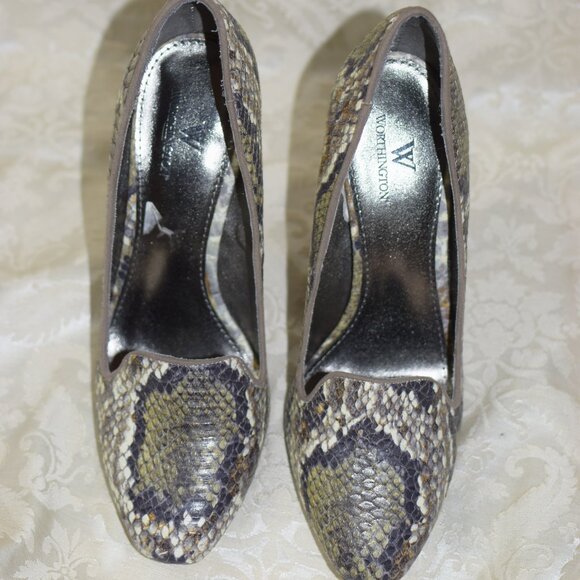 Worthington Snakeskin Heels Shoes Size 8 - Picture 6 of 11